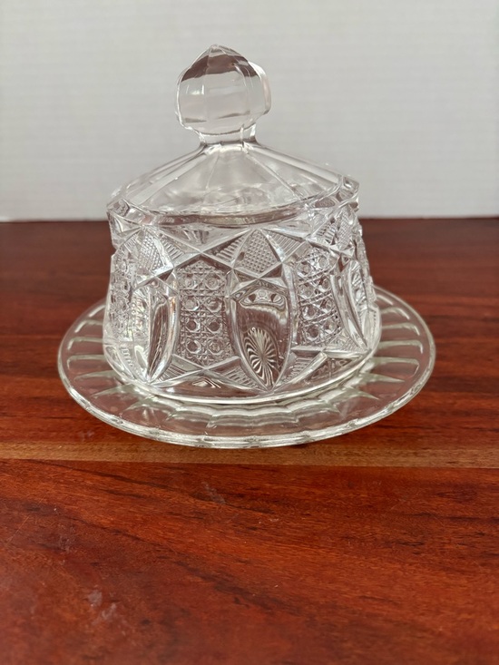 McKee Glass Co Other - EAPG McKee Glass & Co. Quintec Clear Press Cut Covered Butter Dish & Lid